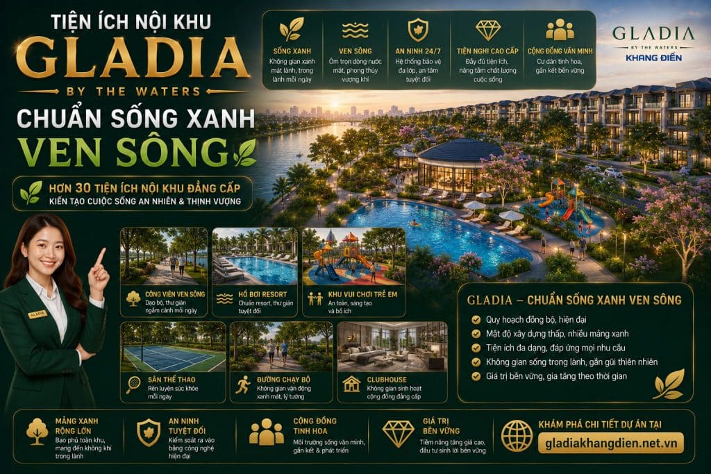 Tiện ích nội khu Gladia Khang Điền – Chuẩn sống xanh ven sông